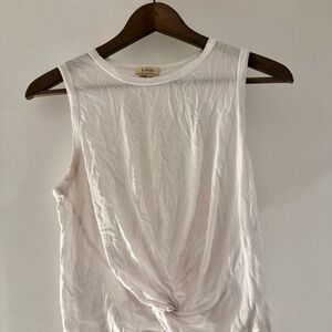 White Twist Front Tank Top